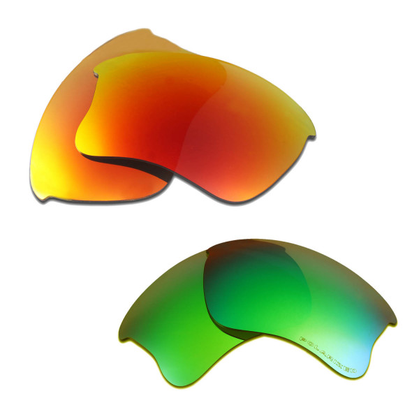 HKUCO Red+Emerald Green Polarized Replacement Lenses for Oakley Flak Jacket XLJ Sunglasses